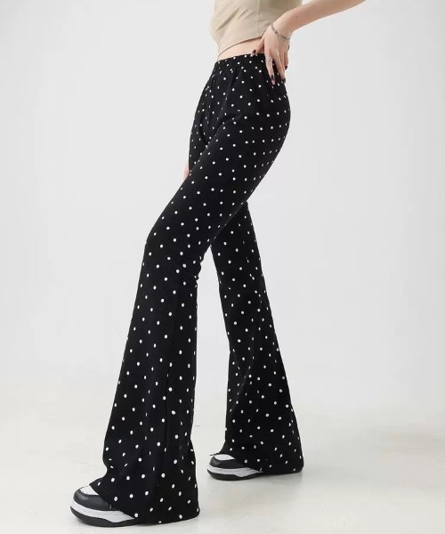 ampm（エーエムピーエム）の「ドットサマーリラックスパンツ（スウェットパンツ・レディース・ブラック・S/M/L）」の3枚目の写真