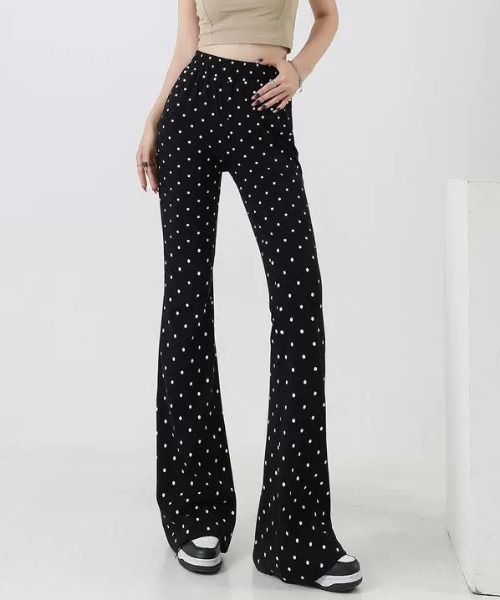 ampm（エーエムピーエム）の「ドットサマーリラックスパンツ（スウェットパンツ・レディース・ブラック・S/M/L）」の4枚目の写真