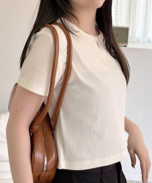 TREOVER(トレオーバー)の「リブコンパクトTee(Tシャツ/カットソー・レディース・チャコール/オフホワイト/ブラック/アイボリー・MEDIUM/LARGE)」の19枚目の写真