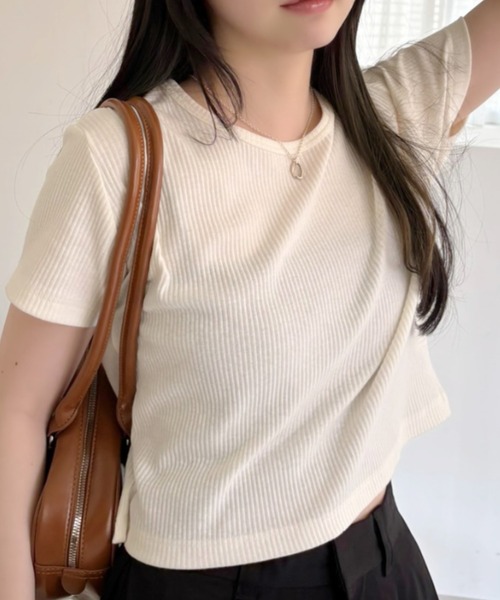 TREOVER(トレオーバー)の「リブコンパクトTee(Tシャツ/カットソー・レディース・チャコール/オフホワイト/ブラック/アイボリー・MEDIUM/LARGE)」の21枚目の写真