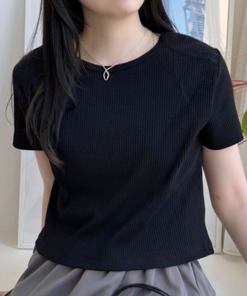 TREOVER(トレオーバー)の「リブコンパクトTee(Tシャツ/カットソー・レディース・チャコール/オフホワイト/ブラック/アイボリー・MEDIUM/LARGE)」の11枚目の写真