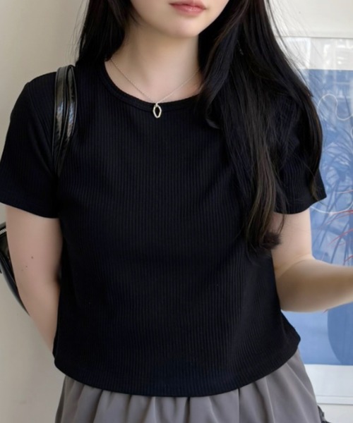 TREOVER(トレオーバー)の「リブコンパクトTee(Tシャツ/カットソー・レディース・チャコール/オフホワイト/ブラック/アイボリー・MEDIUM/LARGE)」の13枚目の写真