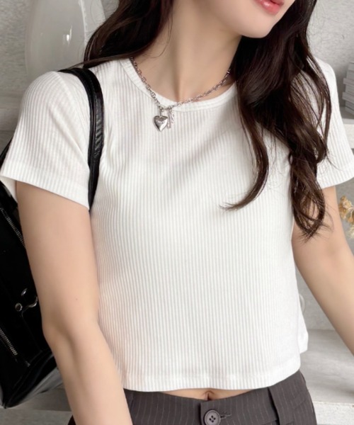 TREOVER(トレオーバー)の「リブコンパクトTee(Tシャツ/カットソー・レディース・チャコール/オフホワイト/ブラック/アイボリー・MEDIUM/LARGE)」の7枚目の写真