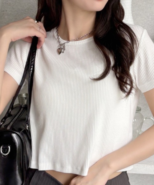 TREOVER(トレオーバー)の「リブコンパクトTee(Tシャツ/カットソー・レディース・チャコール/オフホワイト/ブラック/アイボリー・MEDIUM/LARGE)」の8枚目の写真