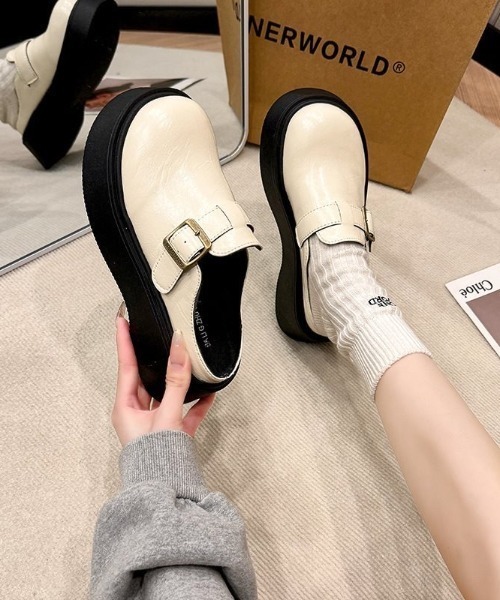 Teem Store(チームストア)の「厚底ベルトデザインサボサンダル(サンダル・レディース・アイボリー/ブラック・M/L)」の13枚目の写真