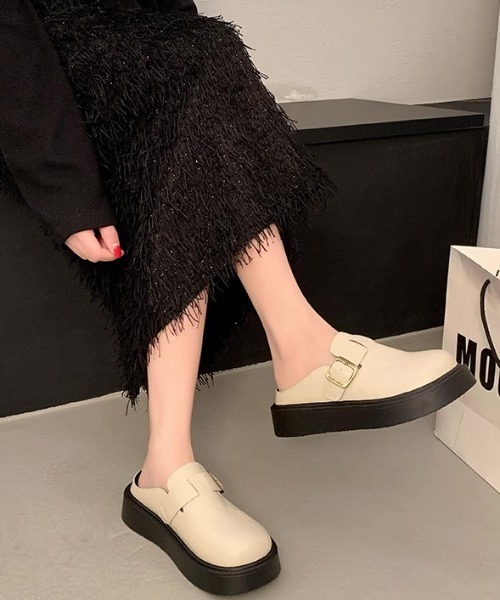 Teem Store(チームストア)の「厚底ベルトデザインサボサンダル(サンダル・レディース・アイボリー/ブラック・M/L)」の14枚目の写真