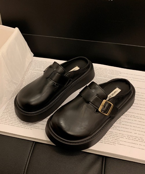 Teem Store(チームストア)の「厚底ベルトデザインサボサンダル(サンダル・レディース・アイボリー/ブラック・M/L)」の9枚目の写真
