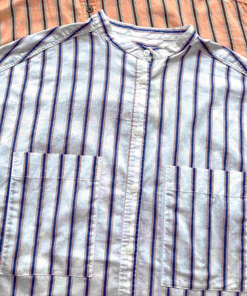 Q(キュー)の「キャンブリックボイルマルチストライプシャツ(シャツ/ブラウス・レディース・オレンジ系その他/ホワイト系その他・MEDIUM)」の8枚目の写真