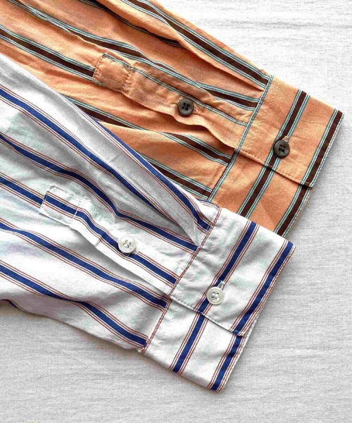 Q(キュー)の「キャンブリックボイルマルチストライプシャツ(シャツ/ブラウス・レディース・オレンジ系その他/ホワイト系その他・MEDIUM)」の11枚目の写真