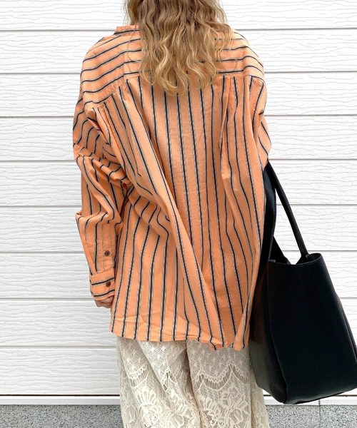 Q(キュー)の「キャンブリックボイルマルチストライプシャツ(シャツ/ブラウス・レディース・オレンジ系その他/ホワイト系その他・MEDIUM)」の17枚目の写真