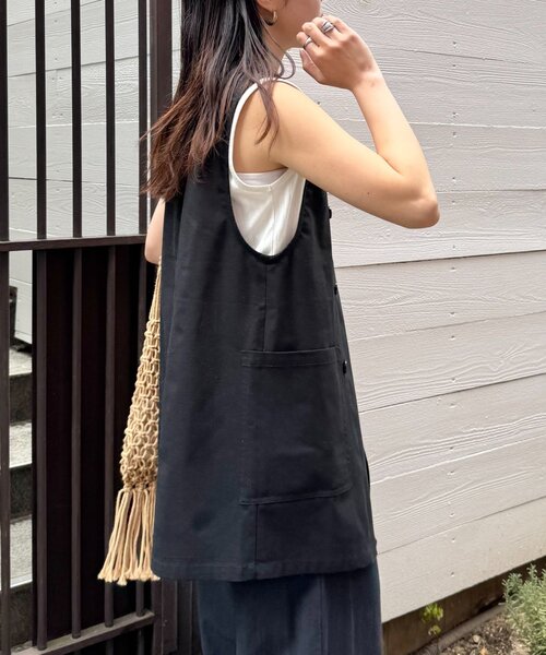 CIAOPANIC TYPY（チャオパニックティピー）の「ノーカラーリネン混ジレ（ベスト・レディース・ブラウン/ベージュ/ブラック・ONE SIZE）」の5枚目の写真