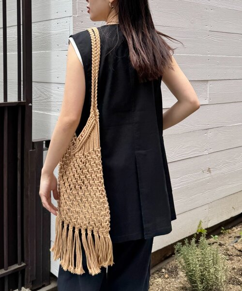 CIAOPANIC TYPY（チャオパニックティピー）の「ノーカラーリネン混ジレ（ベスト・レディース・ブラウン/ベージュ/ブラック・ONE SIZE）」の6枚目の写真