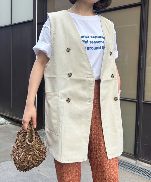 CIAOPANIC TYPY（チャオパニックティピー）の「ノーカラーリネン混ジレ（ベスト・レディース・ブラウン/ベージュ/ブラック・ONE SIZE）」の11枚目の写真