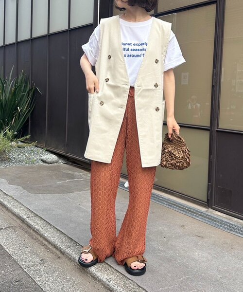 CIAOPANIC TYPY（チャオパニックティピー）の「ノーカラーリネン混ジレ（ベスト・レディース・ブラウン/ベージュ/ブラック・ONE SIZE）」の13枚目の写真