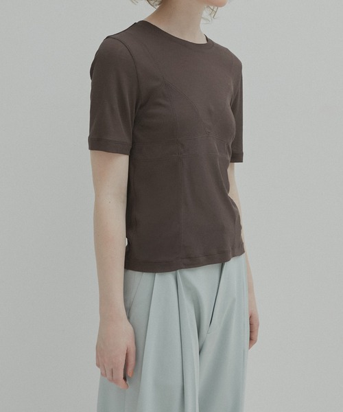 LE CIEL BLEU(ルシェルブルー)の「セミシアートライアングルブラジャージートップ / Semi Sheer Tringle Bra Jersey Top(Tシャツ/カットソー・レディース・ライトグレー/ダークブラウン/チャコールグレー・38/36)」の12枚目の写真