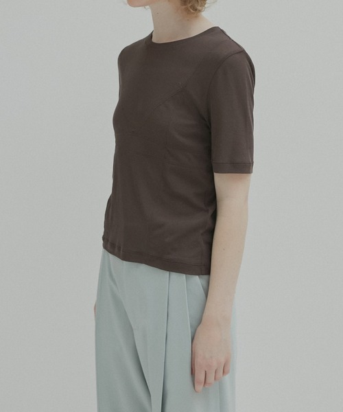 LE CIEL BLEU(ルシェルブルー)の「セミシアートライアングルブラジャージートップ / Semi Sheer Tringle Bra Jersey Top(Tシャツ/カットソー・レディース・ライトグレー/ダークブラウン/チャコールグレー・38/36)」の11枚目の写真