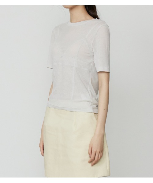 LE CIEL BLEU(ルシェルブルー)の「セミシアートライアングルブラジャージートップ / Semi Sheer Tringle Bra Jersey Top(Tシャツ/カットソー・レディース・ライトグレー/ダークブラウン/チャコールグレー・38/36)」の19枚目の写真