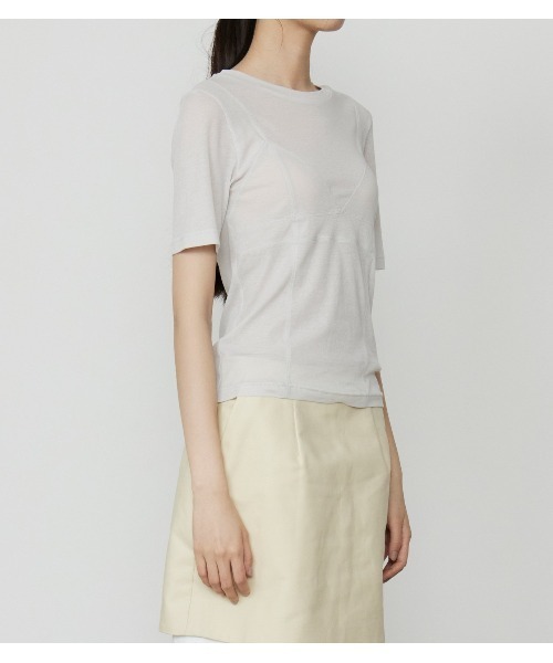 LE CIEL BLEU(ルシェルブルー)の「セミシアートライアングルブラジャージートップ / Semi Sheer Tringle Bra Jersey Top(Tシャツ/カットソー・レディース・ライトグレー/ダークブラウン/チャコールグレー・38/36)」の20枚目の写真