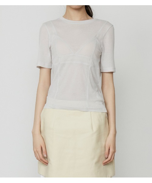 LE CIEL BLEU(ルシェルブルー)の「セミシアートライアングルブラジャージートップ / Semi Sheer Tringle Bra Jersey Top(Tシャツ/カットソー・レディース・ライトグレー/ダークブラウン/チャコールグレー・38/36)」の19枚目の写真