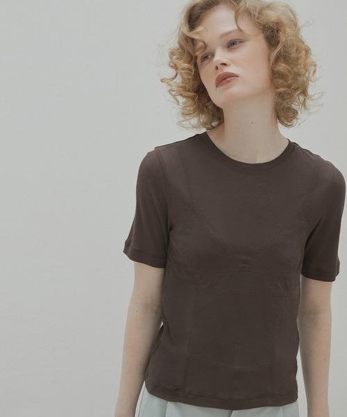 LE CIEL BLEU(ルシェルブルー)の「セミシアートライアングルブラジャージートップ / Semi Sheer Tringle Bra Jersey Top(Tシャツ/カットソー・レディース・ライトグレー/ダークブラウン/チャコールグレー・38/36)」の20枚目の写真