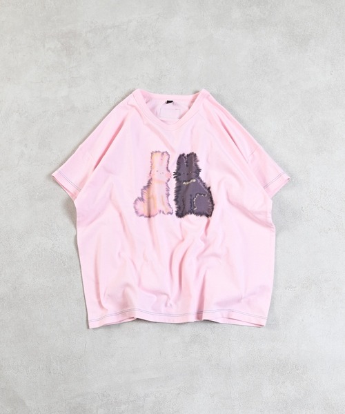 MARKEY'S(マーキーズ)の「にじみ生き物ワイドTシャツ(Tシャツ/カットソー・キッズ・チャコール/オフホワイト/ライトピンク・110/100/95/90/80/150/140/130/120)」の3枚目の写真