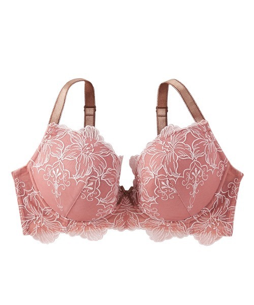 Nissen glamor（ニッセングラマー）の「【大きい胸】高嶺のブラジャー 脇高 リリーレース（DEFGカップ）（ブラジャー・レディース・ピンク/グレー・D70/D75/E70/E75/E100/F95/G95/G100/E90/E95/F85/G85/F90/G90/G70/G75/G80/D85/D95/E85/F70/F75/D90/E80/D80/F80/D100）」の16枚目の写真