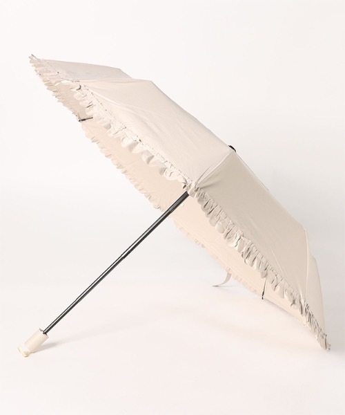 【新品タグ付き】晴雨兼用折りたたみ中傘 フリル　値下げ セール】メタリック ハンドル フリル付き 晴雨兼用 折りたたみ傘