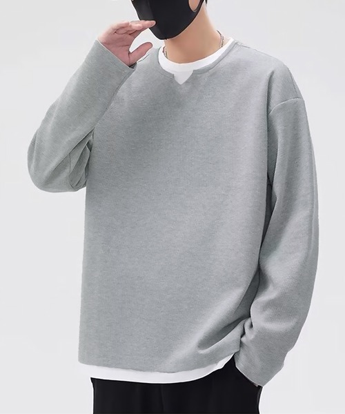 SBG(エスビー)の「SBG キーネック レイヤードトップス(スウェット・メンズ・グレー/ブラック・MEDIUM/LARGE/X-LARGE)」の7枚目の写真