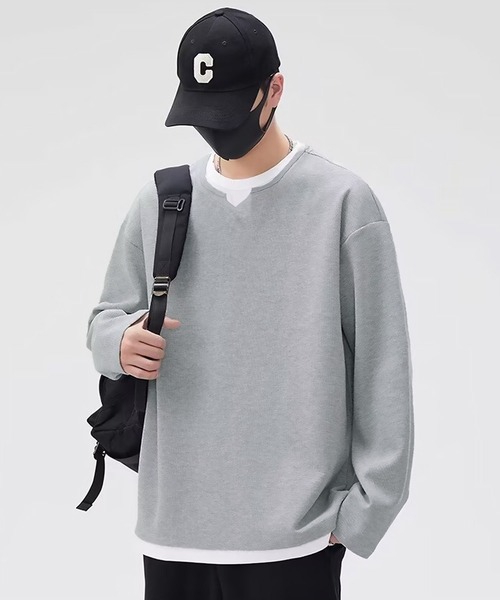 SBG(エスビー)の「SBG キーネック レイヤードトップス(スウェット・メンズ・グレー/ブラック・MEDIUM/LARGE/X-LARGE)」の8枚目の写真