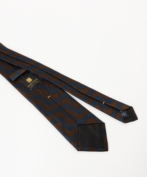 BEAMS F（ビームスエフ）の「FRANCO BASSI / シルクコットン ウェーブ柄 ネクタイ（ネクタイ・メンズ・ブラウン/インディゴブルー・ONE SIZE）」の3枚目の写真