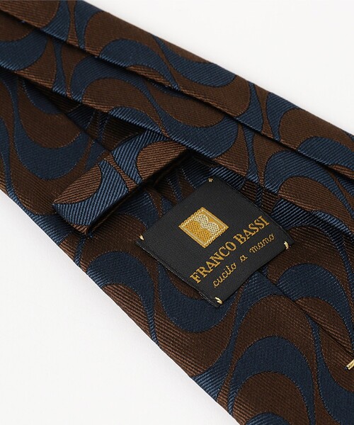 BEAMS F（ビームスエフ）の「FRANCO BASSI / シルクコットン ウェーブ柄 ネクタイ（ネクタイ・メンズ・ブラウン/インディゴブルー・ONE SIZE）」の4枚目の写真