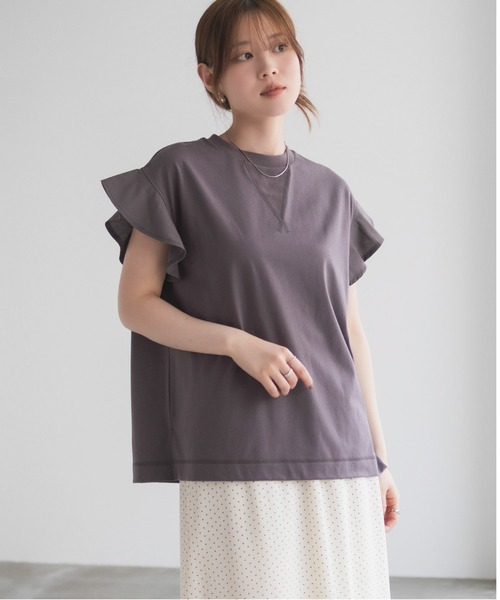 HusHusH（ハッシュアッシュ）の「HusHusH 布帛フリルTシャツ（Tシャツ/カットソー・レディース・チャコールグレー/ブルー/ブラック・M/L）」の3枚目の写真