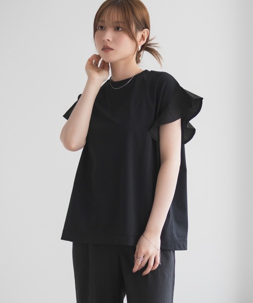 HusHusH（ハッシュアッシュ）の「HusHusH 布帛フリルTシャツ（Tシャツ/カットソー・レディース・チャコールグレー/ブルー/ブラック・M/L）」の5枚目の写真