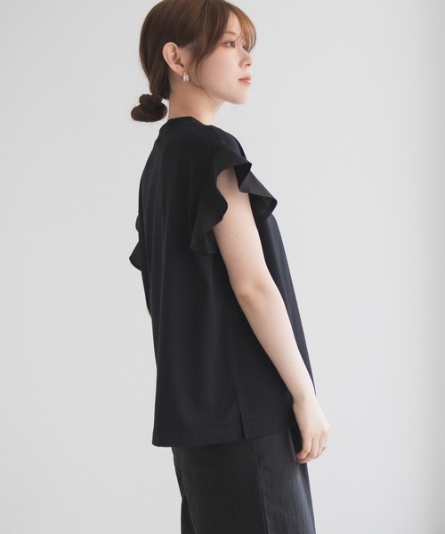 HusHusH（ハッシュアッシュ）の「HusHusH 布帛フリルTシャツ（Tシャツ/カットソー・レディース・チャコールグレー/ブルー/ブラック・M/L）」の6枚目の写真