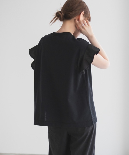 HusHusH（ハッシュアッシュ）の「HusHusH 布帛フリルTシャツ（Tシャツ/カットソー・レディース・チャコールグレー/ブルー/ブラック・M/L）」の7枚目の写真