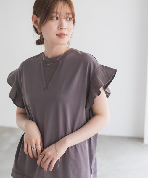 HusHusH（ハッシュアッシュ）の「HusHusH 布帛フリルTシャツ（Tシャツ/カットソー・レディース・チャコールグレー/ブルー/ブラック・M/L）」の10枚目の写真