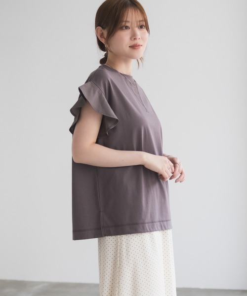 HusHusH（ハッシュアッシュ）の「HusHusH 布帛フリルTシャツ（Tシャツ/カットソー・レディース・チャコールグレー/ブルー/ブラック・M/L）」の11枚目の写真