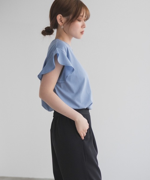 HusHusH（ハッシュアッシュ）の「HusHusH 布帛フリルTシャツ（Tシャツ/カットソー・レディース・チャコールグレー/ブルー/ブラック・M/L）」の15枚目の写真