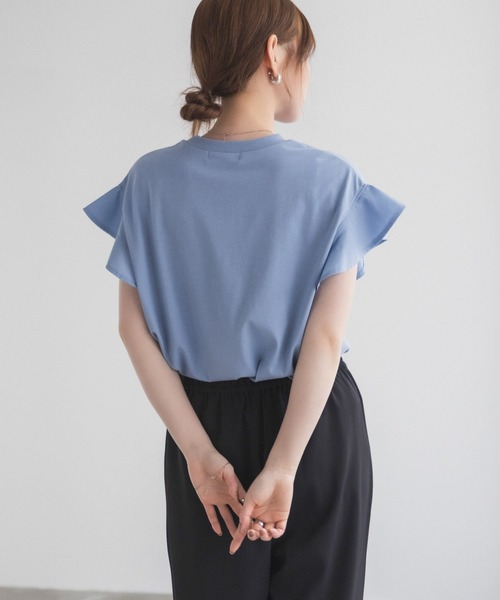 HusHusH（ハッシュアッシュ）の「HusHusH 布帛フリルTシャツ（Tシャツ/カットソー・レディース・チャコールグレー/ブルー/ブラック・M/L）」の16枚目の写真