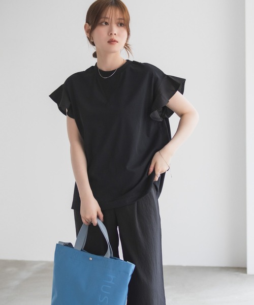 HusHusH（ハッシュアッシュ）の「HusHusH 布帛フリルTシャツ（Tシャツ/カットソー・レディース・チャコールグレー/ブルー/ブラック・M/L）」の8枚目の写真