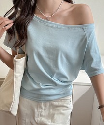 Tシャツ/カットソー（ブルー・ネイビー/青色系・オフショルダー