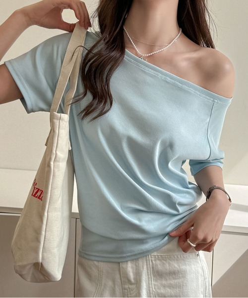 MAISON DE THERESE(メゾン ド テレーズ)の「オフショルダー ルーズTシャツ(Tシャツ/カットソー・レディース・ブラック/ホワイト/ブルー/グレー・S/M/L)」の14枚目の写真