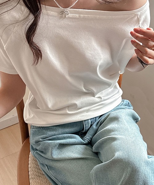 tシャツ オフショルダールーズTシャツ レディース セール】オフショルダー ルーズTシャツ（Tシャツ/カットソー
