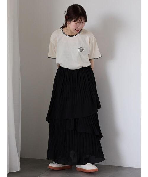 ehka sopo(エヘカソポ)の「プリーツティアードスカート(スカート・レディース・グリーン/キナリ/ブラック・F)」の4枚目の写真