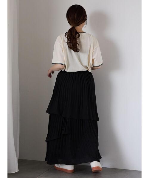 ehka sopo(エヘカソポ)の「プリーツティアードスカート(スカート・レディース・グリーン/キナリ/ブラック・F)」の6枚目の写真