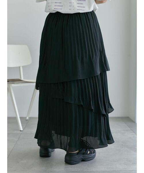 ehka sopo(エヘカソポ)の「プリーツティアードスカート(スカート・レディース・グリーン/キナリ/ブラック・F)」の9枚目の写真