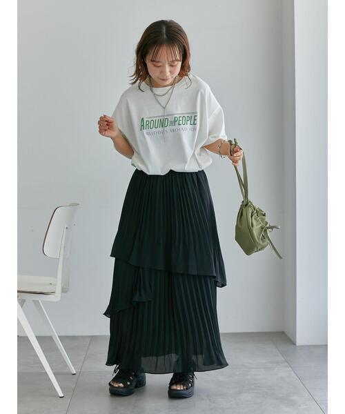 ehka sopo(エヘカソポ)の「プリーツティアードスカート(スカート・レディース・グリーン/キナリ/ブラック・F)」の11枚目の写真