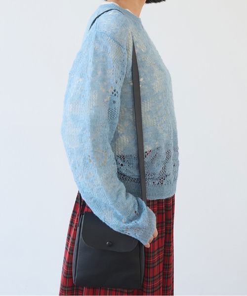 bulle de savon（ビュルデサボン）の「△leather pochette（ショルダーバッグ・レディース・ブラック/ダークブラウン・FREE）」の6枚目の写真