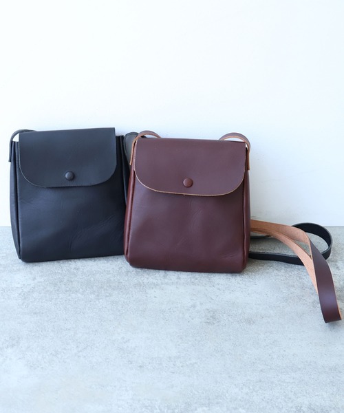 bulle de savon（ビュルデサボン）の「△leather pochette（ショルダーバッグ・レディース・ブラック/ダークブラウン・FREE）」の13枚目の写真