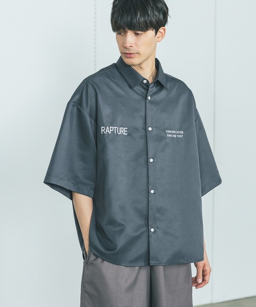 LAKOLE（ラコレ）の「ワーク刺繍シャツ / 498934（シャツ/ブラウス・メンズ・ブラック系その他/ホワイト/グリーン・MEDIUM/LARGE）」の3枚目の写真